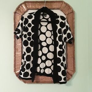 Peck & Peck Black/White Polkadot Sweater Coverup